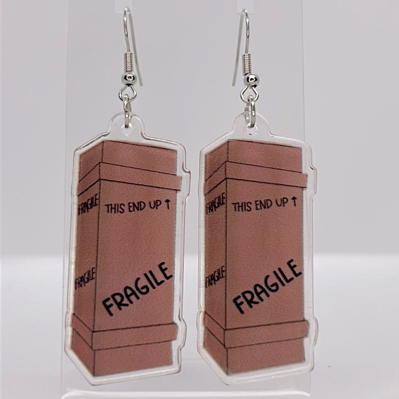 “The Christmas Story” Fragile Wooden Lamp Crate Acrylic Earrings - Picture 1 of 3